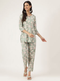 Divena - Mint Green Printed Co-Ord (Set of 2)