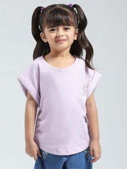 Monte Carlo - Lavender Girls Solid Round Neck Top