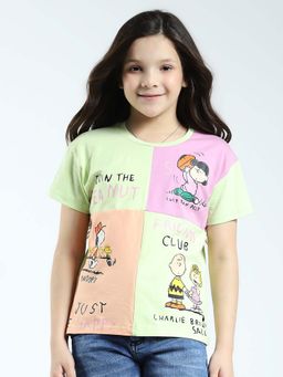Monte Carlo - Green Girls Printed Round Neck T-shirt