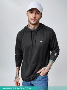 The Souled Store - Solids: Black Grindle Solid/plain Cotton All Weather Hoodies