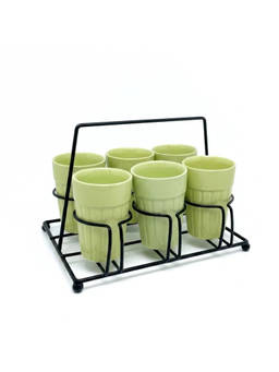 Nertz - Green Porcelain Solid Chai Coffee Royale Cup Set 300 ML
