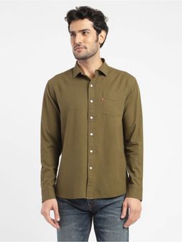 Levi's - Men Solid Olive Slim Shirt