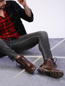 BUCKAROO - EBAN Natural FullGrain Leather Brown Casual Boots for Men