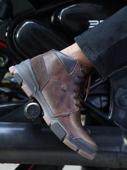 BUCKAROO - CASTO Genuine Crumbald Leather Brown Casual Boots for Men