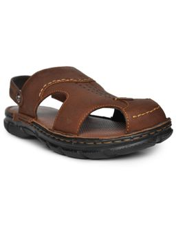 BUCKAROO - Berko Oilpul Natural Leather Brown Casual Closed Sandals for Men