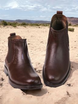 BUCKAROO - EANDRO Full Grain Natural Leather Bordo Chelsea Boots