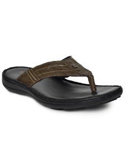 BUCKAROO - JUNAK Full Grain Natural Leather Olive Casual Sandal Chappal