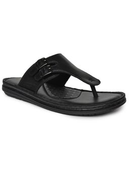 BUCKAROO - ACE Full Grain Natural Leather Black Casual Sandal Chappal