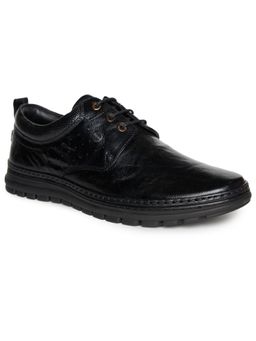 BUCKAROO - Black Sherca Genuine Crumbled Leather Casual Shoes For Men