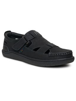 BUCKAROO - Black Lexi Full Grain Natural Leather Casual Sandals for Men