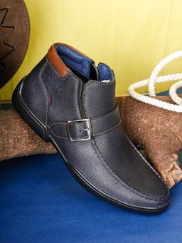 Jaripeo by BUCKAROO - Hasting Vegan Leather Navy Blue Buckle Boots for Men