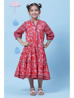 Biba - Red Printed Fusion Wear Dress