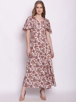 Zink London - Womens Beige Floral Dress