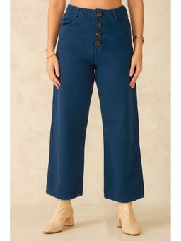 Virgio - Women Denim Wide Fit Solid Blue Jeans