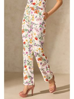 Virgio - Women Viscose Straight Fit Floral Trouser