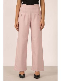Virgio - Women Polyester Straight Fit Solid Pink Trouser