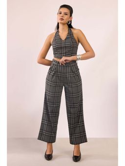 Virgio - Women Polyester Straight Fit Checks Trouser