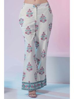 Virgio - Women Cotton Straight Fit Ethnic White Pant