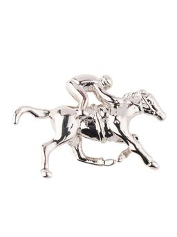 The Tie Hub - Silver Derby Horse With Jockey Lapel Pin