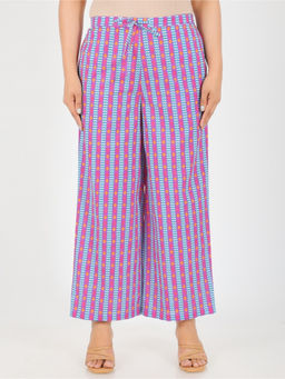 ARAMYA - Women Purple Soft Cotton Printed Palazzo