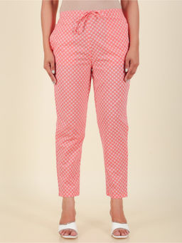 ARAMYA - Peach Soft Cotton Geometric Pant