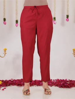 ARAMYA - Women Red Solid Pant