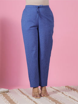 ARAMYA - Women Blue Kantha Cotton Pant