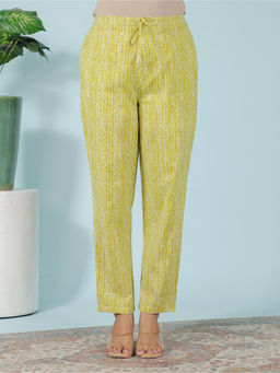 ARAMYA - Women Green Soft Cotton Block Pant