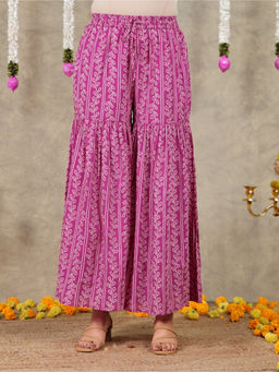 ARAMYA - Women Pink Soft Cotton Printed Sharara