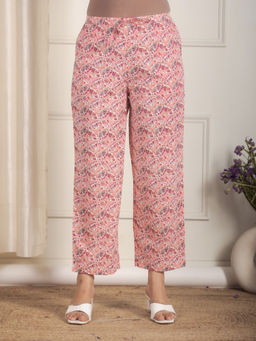 ARAMYA - Women Peach Soft Cotton Printed Pant