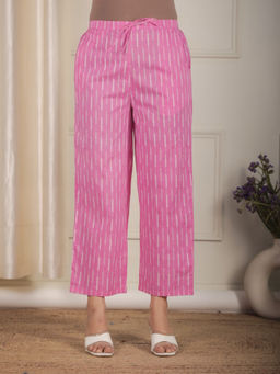 ARAMYA - Women Pink Soft Cotton Printed Pant