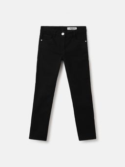 Blue Giraffe - Girls Black Solid Fitted Mid-Rise Jeans