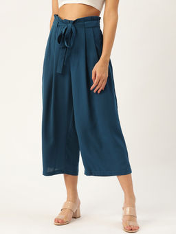 Twenty Dresses by Nykaa Fashion - Keep It Cool Paperbag Teal Culottes