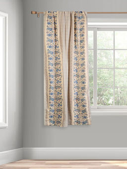 Fabindia - Blue Wabi Sabi Cotton Printed Curtain 1 Pc (5 Feet)