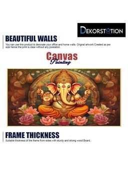 Dekorstation - Divine Lord Ganesh With Lotus Canvas Wall Painting