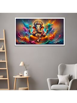Dekorstation - Divine Multicolor Lord Ganesha Religious Canvas Wall Painting Decoration