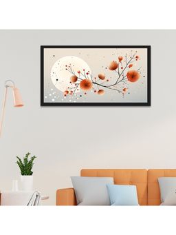 Dekorstation - An Abstract Illustration Of A Branch With Red Flowers Wall Painting