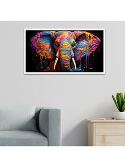Dekorstation - Graceful Strength Elephant Head In Vibrant Acrylic Canvas Wall Painting