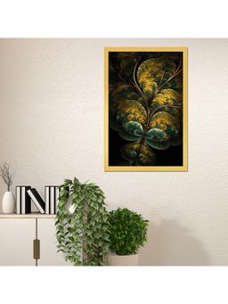 Dekorstation - Golden Leaf Elegance Black & Green Canvas Wall Painting