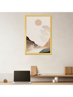 Dekorstation - Canvas Painting Earthy Radiance Sun & Plant In Brown And Beige Painting