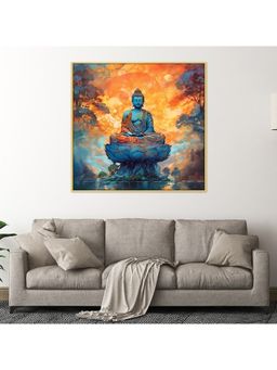 Dekorstation - Meditating Buddha Canvas Painting Abstract Wall Art For Bedroom