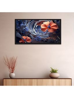 Dekorstation - Blue And Orange 3D Bunch Flower Canvas Painting Beautifull For Bedroom