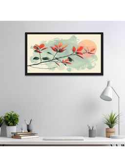 Dekorstation - Autumn Breeze Minimalist Botanical Art With Warm Sunset Painting