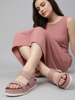 DENILL - Peach Women's Slip On Sandals with Multi Strap Rivet Detailing