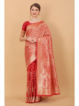 Yavira Silk - Red Ethnic Wear Silk Traditional Saree with Unstitched Blouse