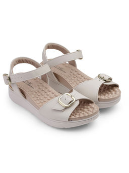 MODARE - Off White Round Toe Pu Rubber Pair Of Sandals