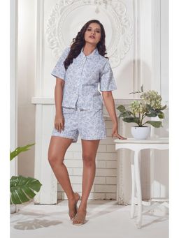 KAFTANIZE - Blue Color Floral Print Cotton Shorts