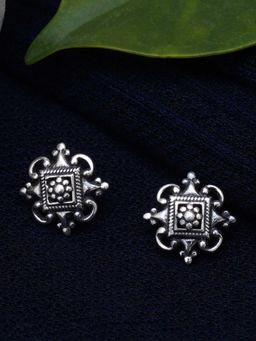 Karatcart - KUNUZ by 925 Sterling Silver Oxidised Antique Stud Earrings for Women