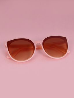DukieKooky - Kids Unisex Stylish & Sturdy Pink Frame & Brown Lens Oversized Sunglasses