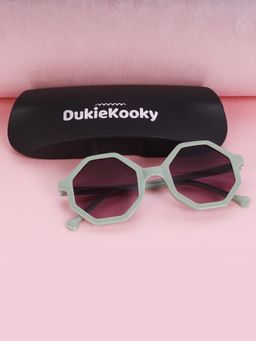DukieKooky - Kids Unisex Stylish & Sturdy Green Frame & Black Lens Octagon Sunglasses